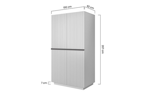 Wardrobe Nicole with Drawer Unit 100 cm, sage, black handles