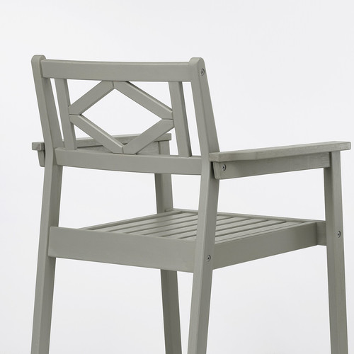 BONDHOLMEN Chair with armrests, outdoor, grey stained