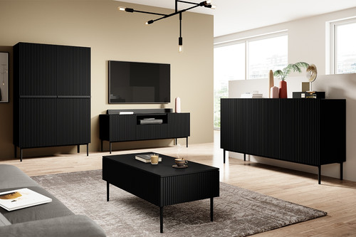 High Cabinet Sideboard Nicole, matt black, black legs