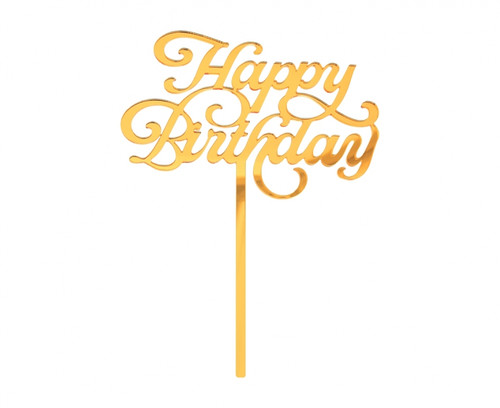 Acrylic Cake Topper Happy Birthday, gold