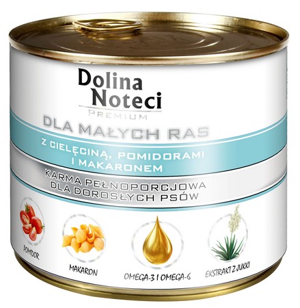Dolina Noteci Premium Dog Wet Food for Small Breeds Veal, Tomato & Pasta 185g