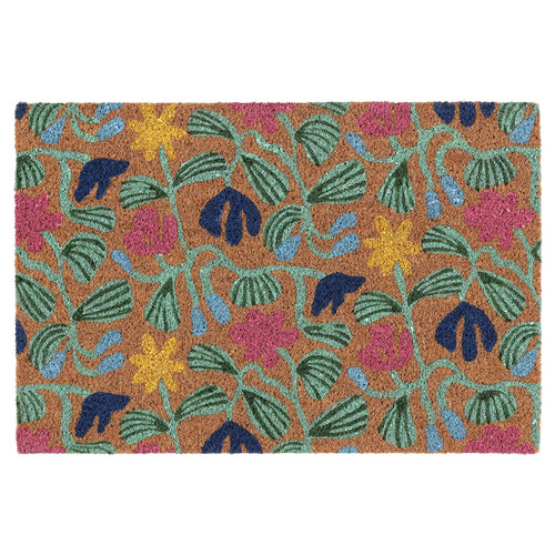 VÄGKURVA Door mat, indoor, multicolour/floral pattern, 40x60 cm