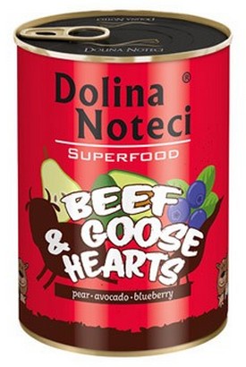 Dolina Noteci Superfood Dog Wet Food Beef & Goose Hearts 400g