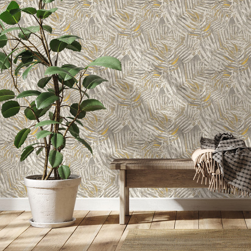 GoodHome Vinyl Wallpaper on Fleece Perod, beige/gold