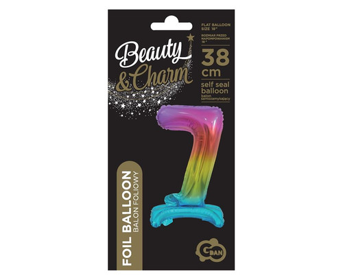 Foil Balloon Number 7 Standing, rainbow, 38cm