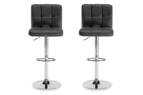 Bar Stool, faux leather, black/chrome