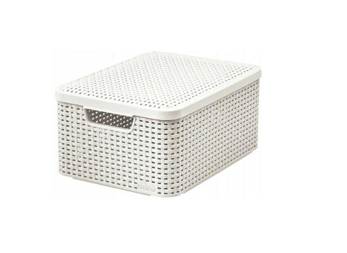 Curver Storage Basket with Lid M 18L, light beige