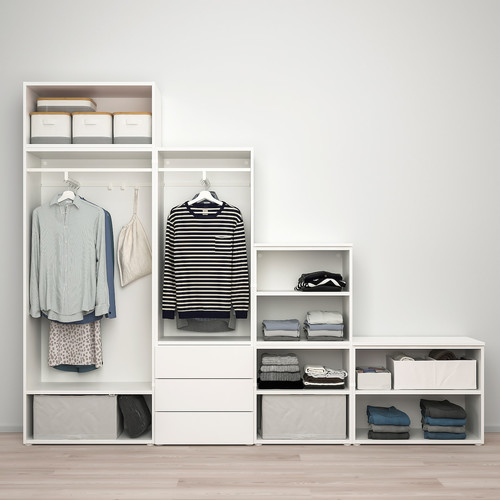 PLATSA Wardrobe with 5 doors+3 drawers, white/Fonnes white, 280x42x221 cm