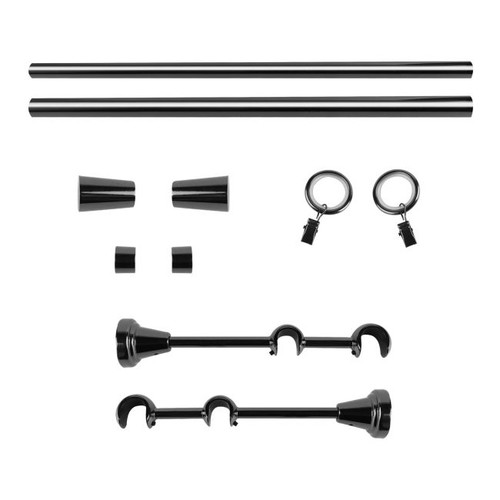 Double Curtain Rod GoodHome Kimlos 19/16 mm 240 cm, black nickel