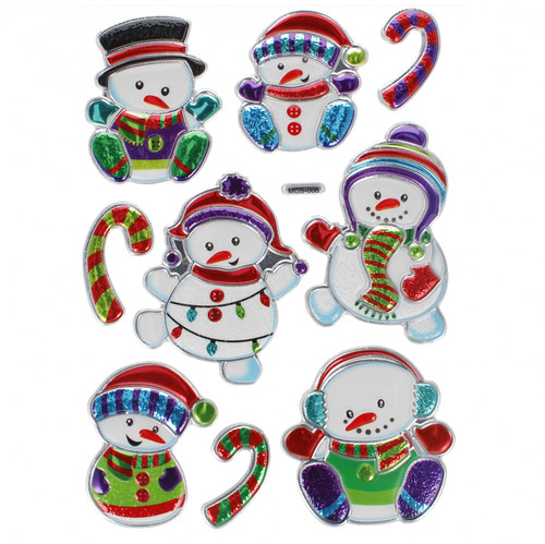 Metallic Snowman Sticker Decorations, 9 pcs
