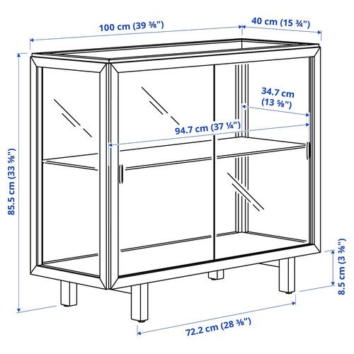 STOCKHOLM 2025 Glass-door cabinet, oak veneer, 100x40x86 cm