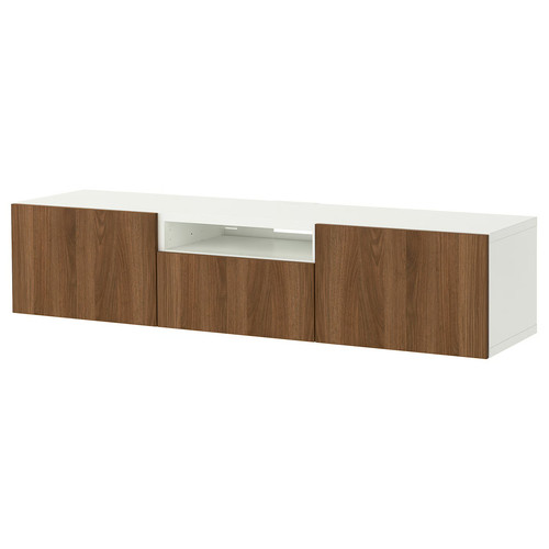 BESTÅ TV bench, white/Lappviken walnut effect, 180x42x39 cm