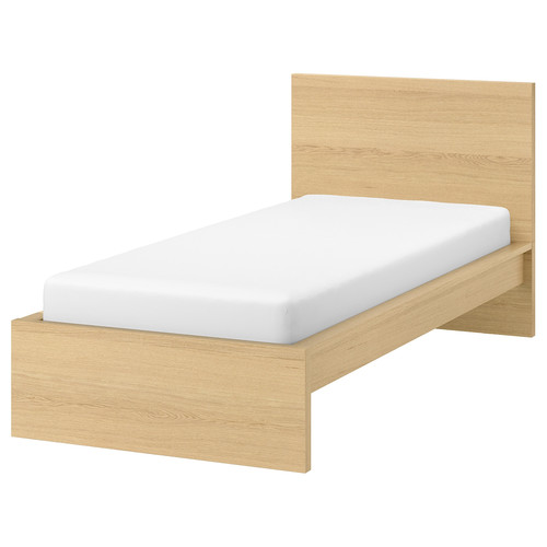 MALM Bed frame, high, white stained oak effect, Luröy, 120x200 cm