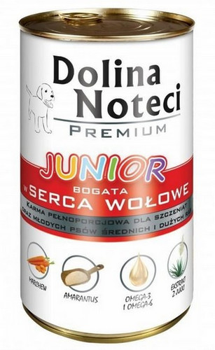 Dolina Noteci Premium Junior Wet Dog Food with Beef Hearts 400g