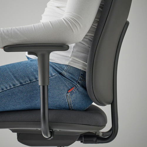 SMÖRKULL Office chair with armrests, Gräsnäs dark grey