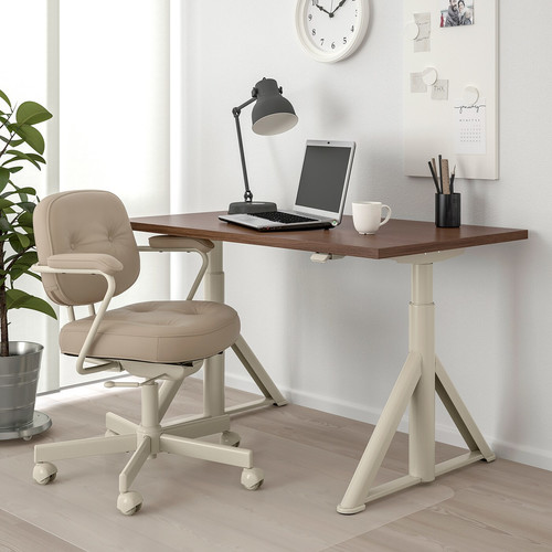 IDÅSEN Desk sit/stand, brown/beige, 120x70 cm