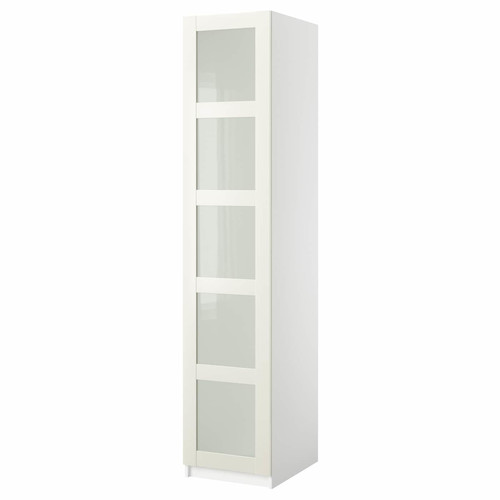 PAX Wardrobe with 1 door, white/Bergsbo frosted glass, 50x38x236 cm