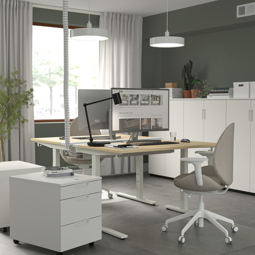 MITTZON Desk, birch veneer/white, 120x80 cm