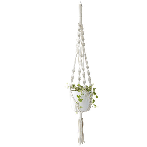 GoodHome Macrama Plant Hanger, white