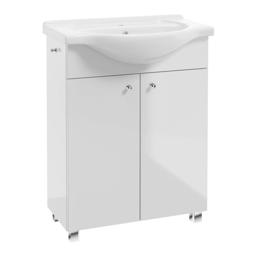 Bathroom Vanity Unit with Wash-Basin Pat 65 cm, white gloss