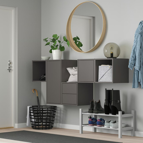EKET Wall-mounted cabinet combination, dark gray, 175x35x70 cm