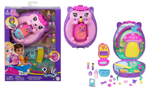 Polly Pocket Hedgehog Mom & Baby Purse Playset JBJ91 4+