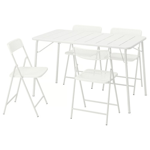 TORPARÖ Table+4 folding chairs, outdoor, white/white, 130x74 cm