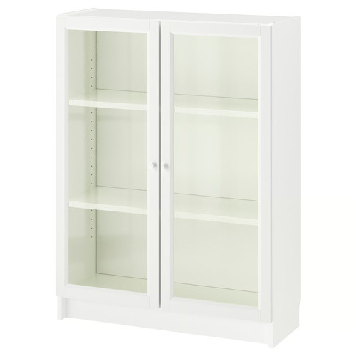 BILLY / OXBERG Bookcase with glass-doors, white, 80x30x106 cm