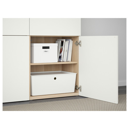 BESTÅ Storage combination with doors, white stained oak effect, Lappviken white, 120x40x192 cm