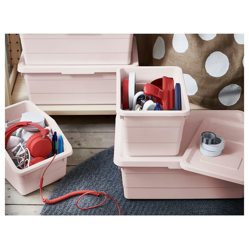 SOCKERBIT Box with lid, white, 38x25x15 cm