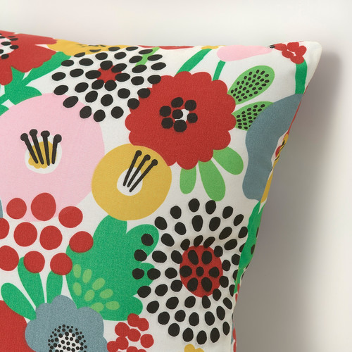 BRUKSVARA Cushion, multicolour/floral pattern, 40x40 cm
