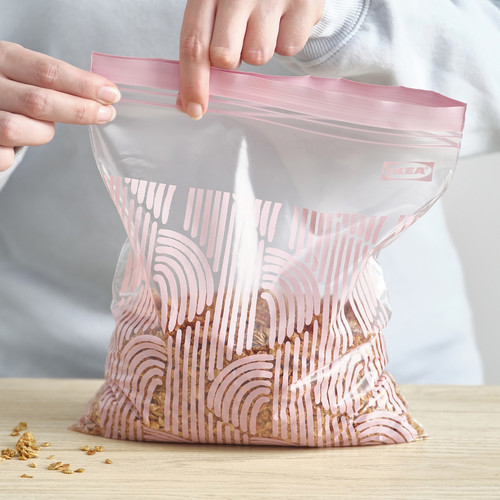 ISTAD Resealable bag, patterned/pale pink, 2.5 l