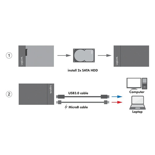 LogiLink External HDD Enclosure 2.5" SATA USB 3.0, black