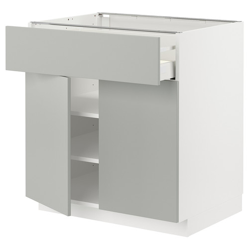METOD / MAXIMERA Base cabinet with drawer/2 doors, white/Havstorp light grey, 80x60 cm