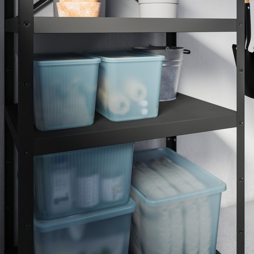 RYKTA Storage box with lid, transparent, 24x36x23 cm/14.5 l