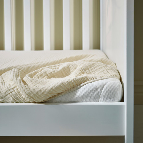 GULDVÄVARE 3-piece bedlinen set for cot, dark yellow/beige, 60x120 cm