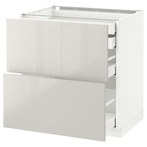 METOD / MAXIMERA Base cb 2 frnts/2 low/1 md/1 hi drw, white, Ringhult light grey, 80x60 cm