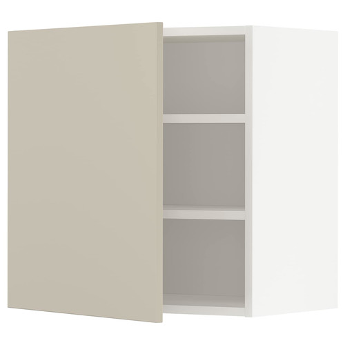METOD Wall cabinet with shelves, white/Havstorp beige, 60x60 cm