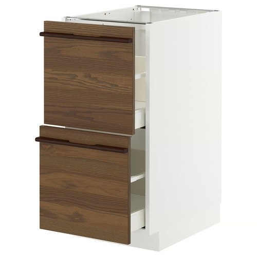 METOD/MAXIMERA Base cb 2 fronts/2 high drawers, white/Stensta dark brown ash veneer, 40x60 cm