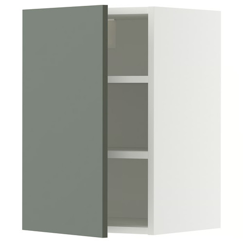 METOD Wall cabinet with shelves, white/Nickebo matt grey-green, 40x60 cm