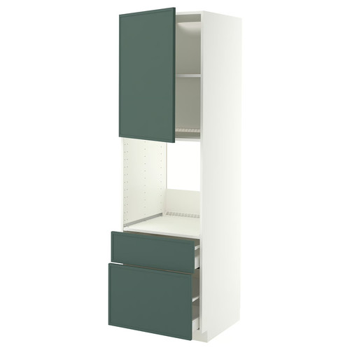 METOD/MAXIMERA Hi cab f ov w dr/2 frnt/1 m/1 h drw, white/Aspudden dark grey-green, 60x60x200 cm