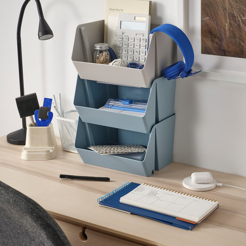 FODERTRÅG Organiser for desk/wall, grey-blue, 25x18x15 cm