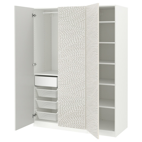 PAX / MISTUDDEN Wardrobe combination, white/grey patterned, 150x60x201 cm
