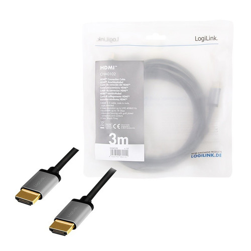 LogiLink HDMI Cable 4K 60Hz 3 m, black