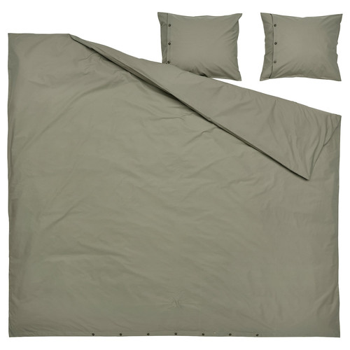 KRÅKRISMOTT Duvet cover and 2 pillowcases, light green, 200x200/50x60 cm