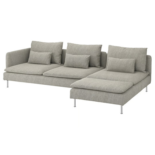 SÖDERHAMN 4-seat sofa, with chaise longue and open end, Viarp beige/brown