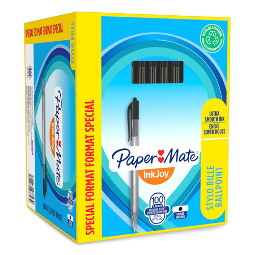Paper Mate Retractable Ballpoint Pen InkJoy, black, 100pcs