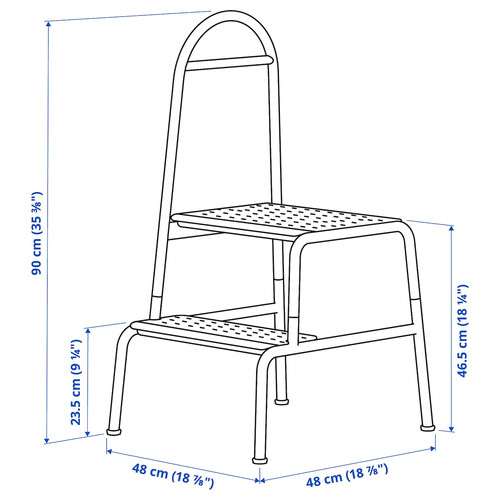 BÄSINGEN Step stool with handrail, 2-steps, anthracite