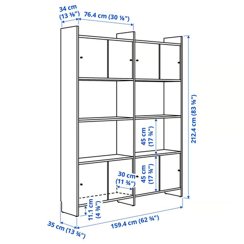 LÅDMAKARE Storage combination w sliding doors, with 2 shelves/oak effect, 159x35x212 cm
