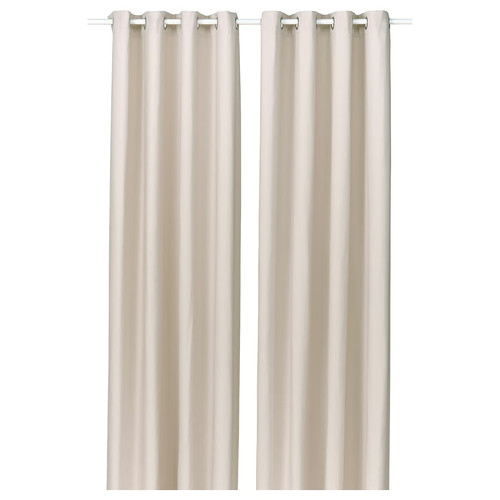 GINSTMOTT Curtains, 1 pair, beige/with eyelets, 145x300 cm